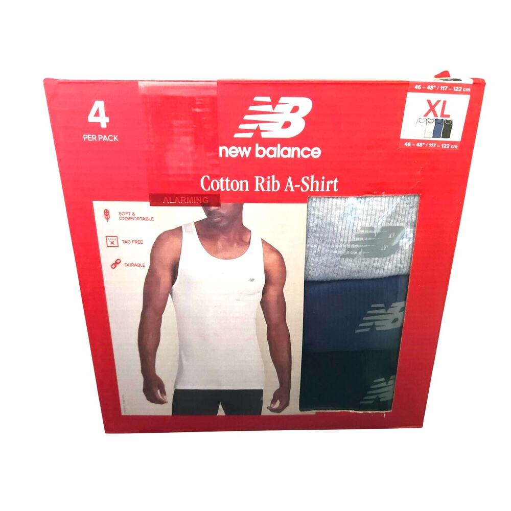 New Balance Tank Top Men's XL Multicolor Ribbed 4 Pack Under Shirts